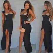 Hot Womens Sexy Slim Fit Cocktail Bodycon Bandage Clubwear Evening Long Dress